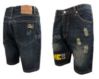 TPPJEANS Shorts Mens Denim กางเกงยีนส์ขาสั้นชาย สีบลูฟอกสนิมสะกิดขาด เดินแถบหนัง งานตัดเย็บอย่างดี เป้าซิป Size 28-38 รับชำระปลายทาง