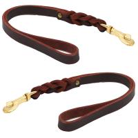 50cm Short Dog Leash One step pet traction belt Braided Real Leather dog Walking Training Lead for small Medium Large Big Dogs