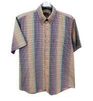 MISSONI ITALY แท้ อก44 เสื้อเชิ๊ตแขนสั้นลายสีสันและลายโมเสคหายาก