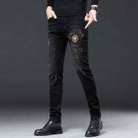 【Ready Stock】2023 Spring Black Versace New Men Trousers Comfortable Brand Jeans Pants Stretchable Tight Fashion Straight Pants Mens Chothing VeC