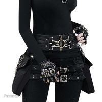 ⊕۞ cri237 [FENTEER1] Retro Leather Waist Pack Unisex Hip Leg Bag Gothic Punk Rock Rave Motorcycle Bag