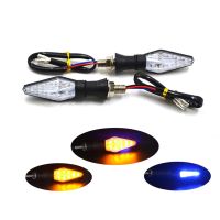 ▼☽ 2PC Universal 12LED Amber Blue Double Color Motorcycle Turn Signal Indicator Light Blinker for Motorcycle Motorbike Off Road