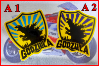 สติกเกอร์แต่งรถ GODZILLA ติดรถมอเตอร์ไซค์ทุกรุ่นทุกยี่ห้อ ขนาด กว้าง 9.5 x สูง 11 ซม.จำนวน 1 แผ่นมีเลือก 2 สี