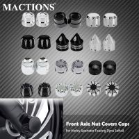 2Xmotorcycle Front Axle Nut Covers Caps Aluminum Black/Chrome For Harley Sportster XL Tou Softail Dyna VRSC Fat Bob Custom