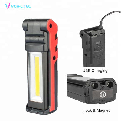 Ultra Bright Managetic Built-in Battery USB Rechargeable LED COB Work Light for Car Repair Foldable Lamp Dimmable Flashlight