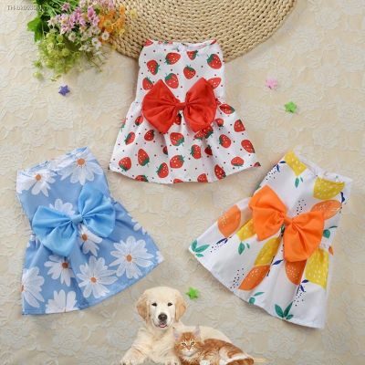 ☜™✵ Floral Dog Dress Bow Princess Dress Dog Skirt Spring Summer Section Wedding Dresses Cute Sweet Thin Small Fresh Snap Style