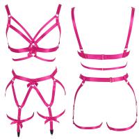 Full Body Harness Bra Top Pink Bow Cuts Leg Garter Belt Cage Waist Suspender Punk Goth Dance Party Rave Girl Lingerie Plus Size