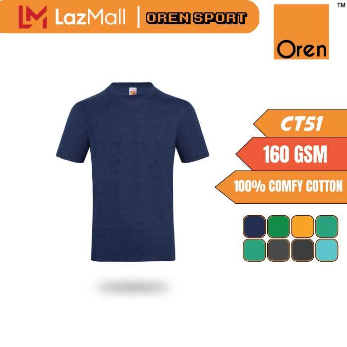 OREN SPORT CT51 160GSM Comfy Cotton Unisex 100% Cotton Plain Round Neck ...