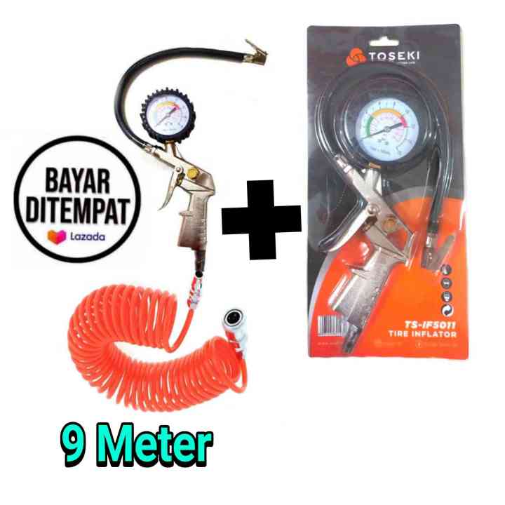 Toseki Tire Inflator Air Pressure Gun Isi Ukur Tekanan Angin 3 In 1