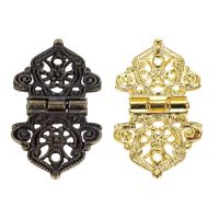 2Pcs 53*28mm Zinc Alloy Hollow Flower Decorative Hinges Metal Furniture Hinges Cabinet Door Butt Hinges for Jewelry Wooden Box