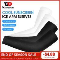 WEST BIKING 2PCS Ice Fabric Breathable UV Protection Running Arm Sleeves Fitness Basketball Elbow Pad Sport Cycling Arm Warmers