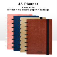 Free shipping New 2022 t puncher notebook disc Mushroom hole planner A5 diary stationery PU leather gold grey blue