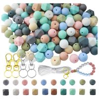 Silicone Beads Large Beads 150Pcs Silicone Beads for Jewelry Making with Lanyard &amp; Key Chain Ring