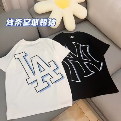 23 Summer Korean Style New Chest Embroidered Back Logo Printed Mens And Womens Same Style Short Sleeve T-Shirt 030306