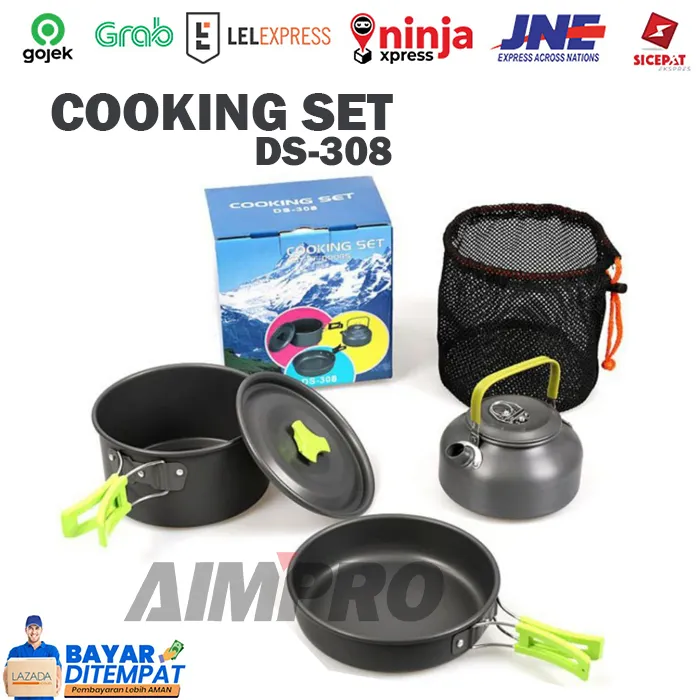 Cooking Set Ds308 Panci Nesting Camping Gunung Outdoor Alat Masak