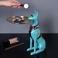 Design Tray Dog Statue Butler Tray For Key Box Home Ornaments Animal Figurines Office Decoration Resin Dog Sculpture Decor Rooms