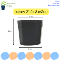 กระถาง 8 เหลี่ยม ขนาด 2 นิ้ว สีดำ สำหรับใส่แคนตัส ต้นไม้จิ๋ว มินิมอล สวย แท้ แน่นอน