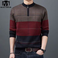 Fashion Winter Warm Sweater Men Knitwear Zipper Jerseys Slim Fit Striped Casual Pullover Men Clothing Y408