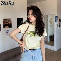 Zhu Xia เสื้อยืดสตรีแขนสั้นแบบลำลองเสื้อยืดเสื้อเชิ้ต