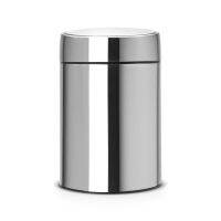 Brabantia ถังขยะ สแตนเลส ไสลด์ จับไม่เป็นรอยนิ้วมือ ความจุ 5ลิตร Slide Bin with Metal Lid, 5 litre, Plastic Inner Bucket - Matt Steel Fingerprint Proof