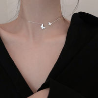 Fashion New 925 Sterling Silver Shiny Flash Diamond Butterfly Double Layer O Chain Necklaces Wedding Party Jewelry for Women2023