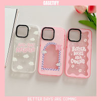 《KIKI》Tide brand Pink lovely air cushion protection cell phone case for iphone 14 14plus 14pro 14promax 13 13pro 13promax Cute artist designs series in elegant style 12 12pro 12promax 11 11promax ins style popular Lucky positive words x xr xsmax 7plus