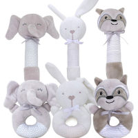 Hand rattle plush toy with squeak