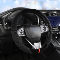 Plush Car Steering Wheel Cover Warm Autumn and Winter Embossed Fashion Short Plush Car Steering Wheel Cover Automotive interior