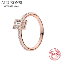 Alu Concert real 925 Sterling Silver แท้แต่สำหรับผู้หญิง Crown Princess Crystal Couple DIY แฟชั่นงานแต่งงาน Jewelryhot