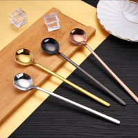 【2023】4pcset 304 Stainless Steel Coffee Stirring Spoon Round Shape Long Handle Teaspoon Ice Cream Honey Spoon Cutlery Set 1