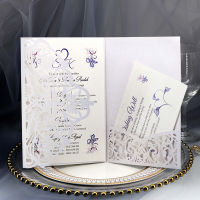 1pcs Blue White Elegant Cut Wedding Invitation Cards Greeting Card Customize Business With RSVP Cards Decor Party Supplies