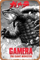 Gamera ป้ายดีบุกโลหะสัตว์ประหลาดตัวใหญ่ (1987) โปสเตอร์ภาพยนตร์เครื่องตกแต่งฝาผนังศิลปะโบราณขนาด12X8นิ้ว