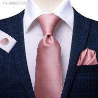 ☜◕ Dusty Pink Solid 2023 New Elegant Mens Ties Hanky Cufflinks Silk Neckties For Men Wedding Party Business Fashion Brand Hi-Tie