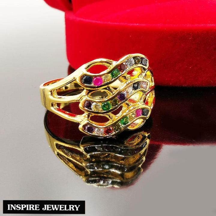 inspire-jewelry-แหวน-3-อินฟีนิตี้-infinity-นพเก้า-พรเก้าประการ-นำโชค-เสริมดวง-พร้อมความยิ่งใหญ่มหาศาล-ร่ำรวย-ไม่มีที่สิ้นสุด-งานจิวเวลลี่-ตัวเรือนหุ้มทอง-100-24k-ประดับพลอยแท้-งานคุณภาพ-พร้อมกล่องกำมะ