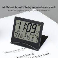 Foldable Desktop LCD Electronic Clock Multi-function Date Temperature Alarm Clock Simple and Convenient Thin Travel Clock