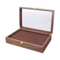 【CW】 WoodTop Lid JewelryLockable 9 Rows Organizer Display Case