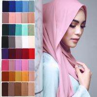 【Miki Xinyuan】ผู้หญิงสีทึบ Hijab ผ้าพันคอผ้าคลุมไหล่ HeadbandHijabs Wrap Headscarf ผ้าพันคอ66สี Turbante Mujer