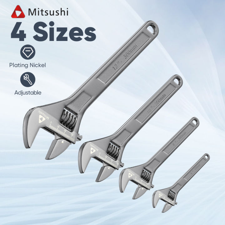 Mitsushi Adjustable Wrench 6 8 10 12 Inches Enlarge Open Monkey Wrench 