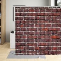 Vintage Nostalgic Brick Wall Shower Curtains Bathroom Set Stone Walls Curtain Brick Pattern Decorative Cloth With Hooks Washable