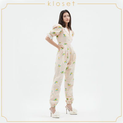 Kloset Sweety Pepper Puff-sleeve Jumpsuit (PF21-P010)จั๊มสูทแฟชั่น จั๊มสูทขายาว จั๊มสูท เสื้อผ้าแฟชั่น