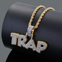 ส่วนบุคคลแฟชั่นไมโครหนาแน่นฝังเพทายตัวอักษร TRAP จี้อินเทรนด์คลาสสิกสร้อยคอผู้ชาย