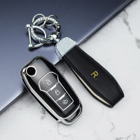 3ปุ่มพับ Key Shell กระเป๋าพวงกุญแจสำหรับ Ford Fusion Fiesta Escort Mondeo Everest Ranger Soft TPU รถ Key Case Cover