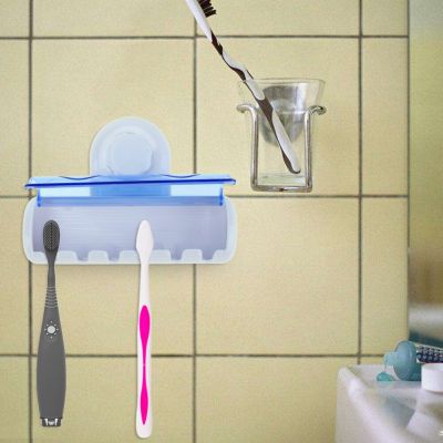 6 Racks Suction Cup Dust-proof Toothbrush Holder Bathroom Wall Storage Hook Home Kitchen Wall Stand Hoods Toothbrush Organizers Bathroom Counter Stora