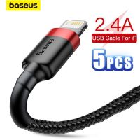 Baseus สายเคเบิล USB ของ iPhone สายชาร์จสำหรับเร็ว2.4A/5ชิ้น,สำหรับ iPhone 14 13 12 11 Pro Max XS 8สายเคเบิลสายข้อมูลสายชาร์จแบตเตอรี่