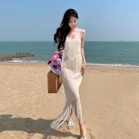 Photo super senior fairy beach dress female seaside on summer dress sense condole belt skirt outfit to travel