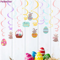 24X Happy Easter Party Decor DIY เกลียวเครื่องประดับ Swirl กระต่ายไข่เกลียวจี้เพดานแขวน Garland Swirl แบนเนอร์ Home Decor