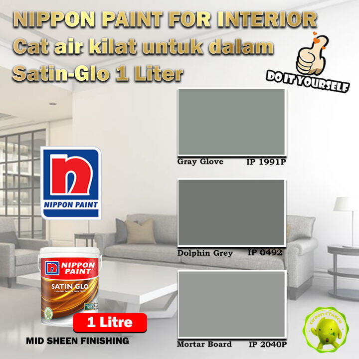 Nippon Paint Paint for Interior SatinGlo 1 & 5 Litre Gray Glove 1991P