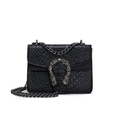 Womens Shoulder Bag  New Snake Chains Leather Sac Casual Handbag Simple Leisure Small Square Women Messenger Bolsos