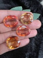 บุษราคัม, พลอยบุษราคัม (YELLOW SAPPHIRE) (4 เม็ด Pcs.) พลอย อัญมณี เครื่องประดับ พลอย แล็บ 110 กะรัต 15X22 ,15x20มม mm