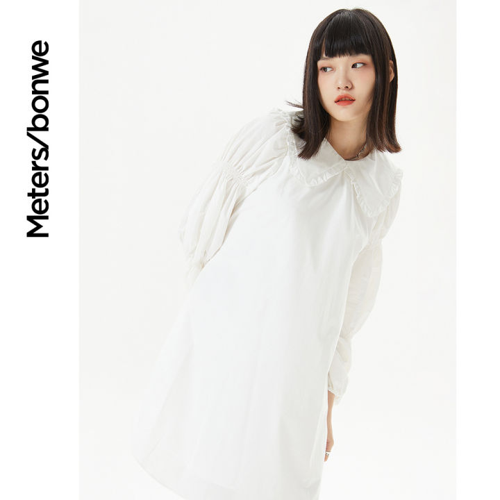 metersbonwe-dress-women-r-lapel-white-dresses-lotus-leaf-collar-edge-mini-skirt-female-solid-straight-skirts-casual-tops